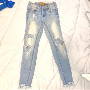 Denim Light Wash Ripped Jeans